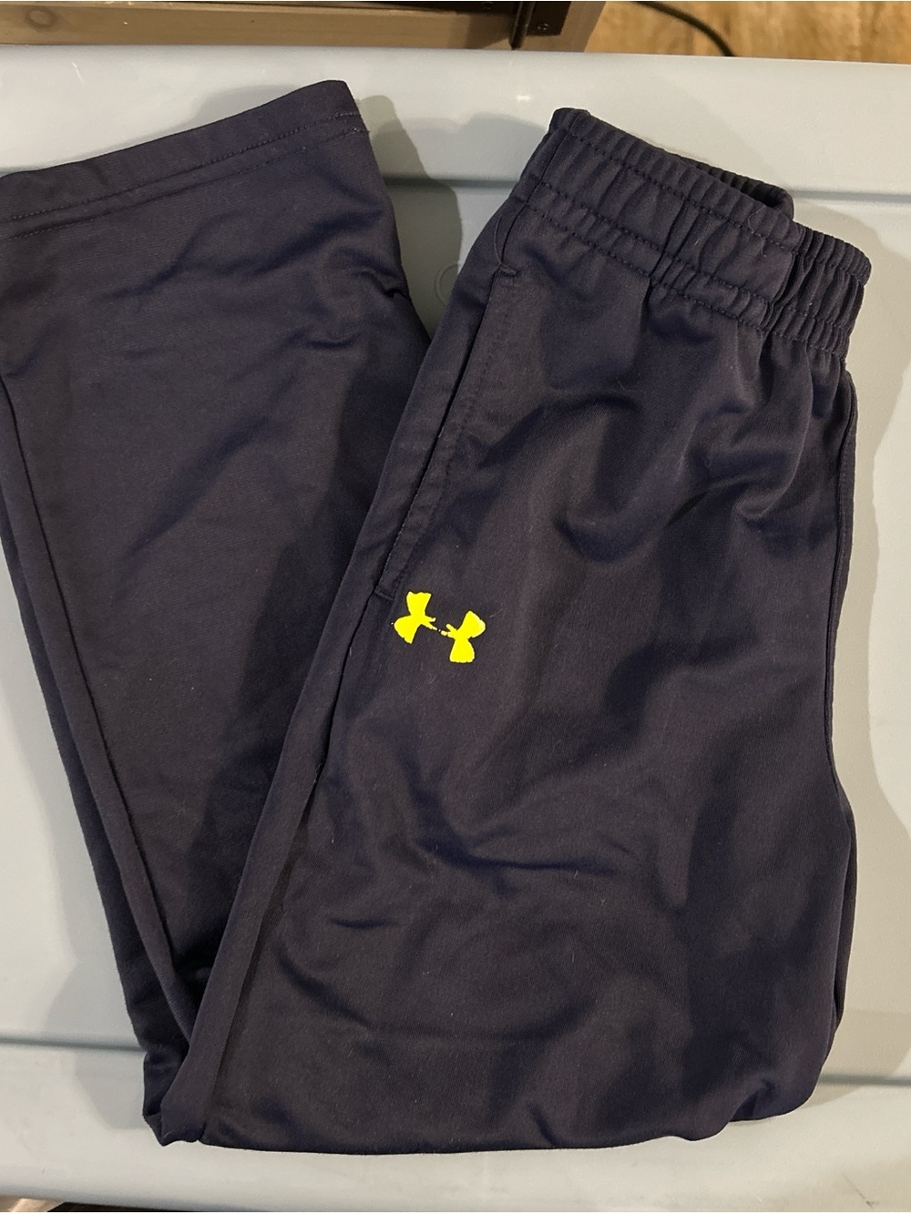Under Armour Kids Navy Joggers with Neon Yellow Logo